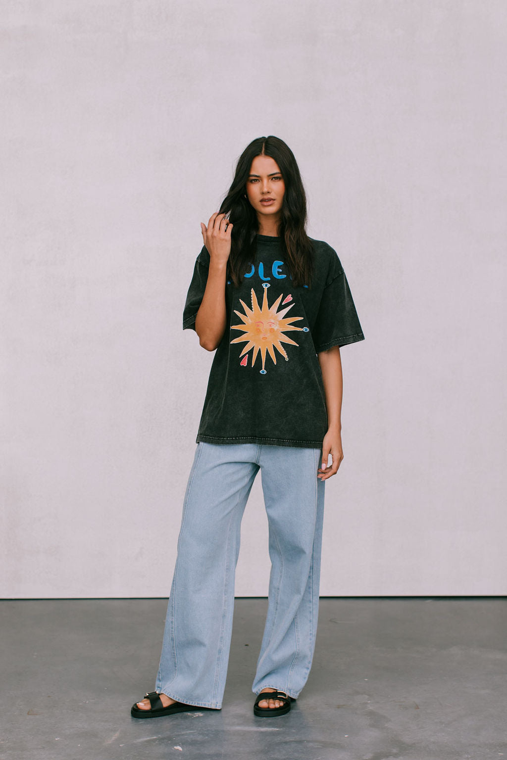 Soleil Sun Tee - Black Acid Wash
