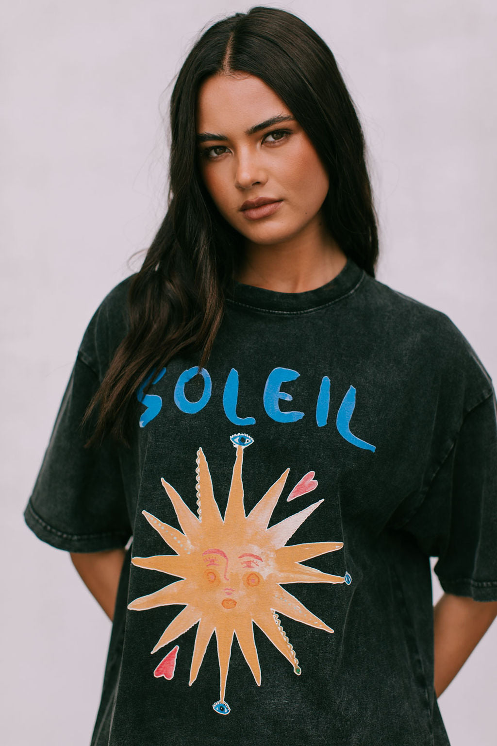Soleil Sun Tee - Black Acid Wash