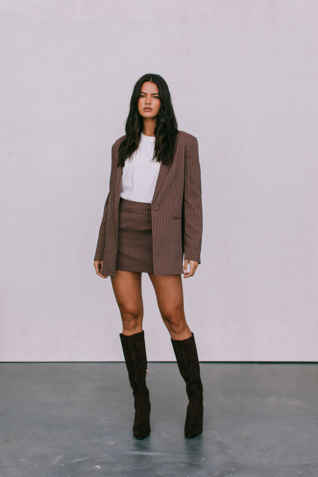 Jolie Mini Skirt Chocolate Pinstripe