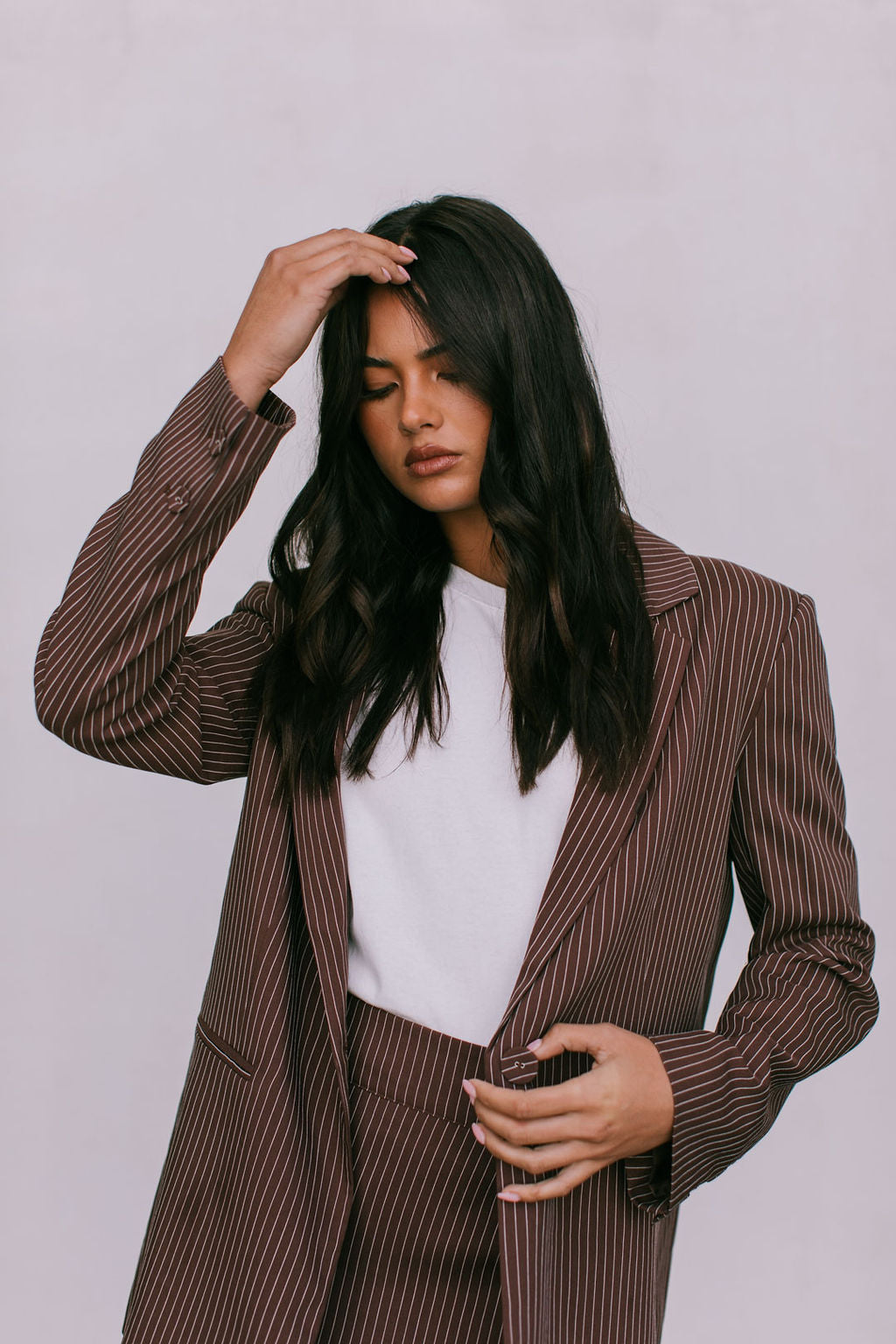 Jolie Mini Skirt Chocolate Pinstripe