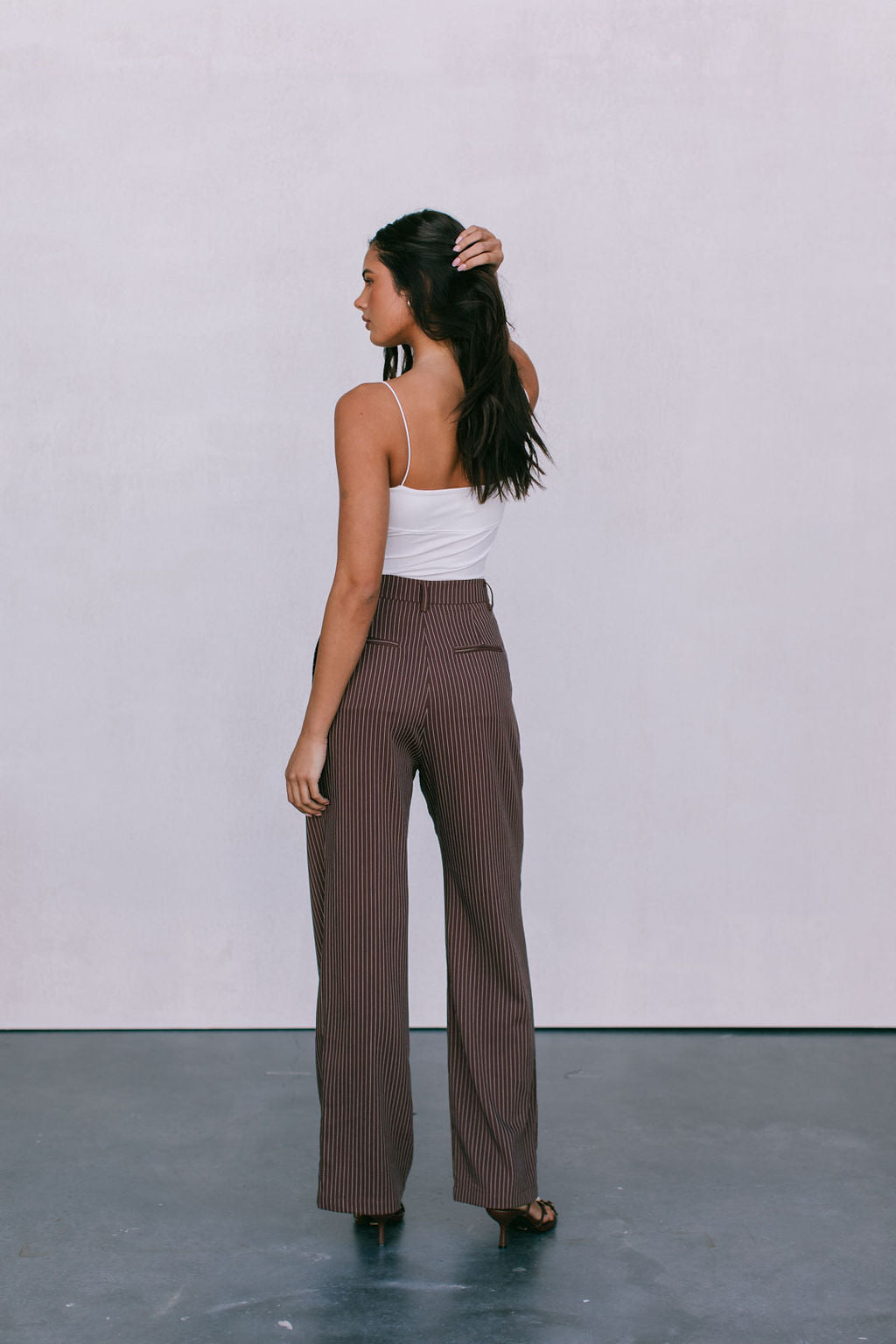 Cerlah Tailored Pants Chocolate Pinstripe
