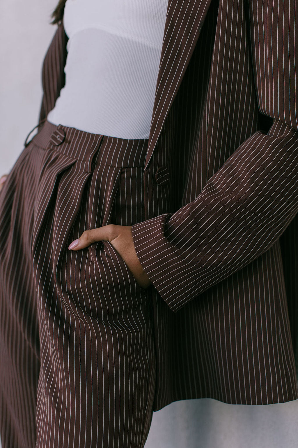 Cerlah Tailored Pants Chocolate Pinstripe