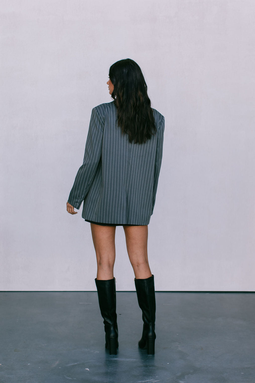 DISPATCH 09.05.25 - Quade Tailored Blazer - Charcoal Grey/White Pinstripe
