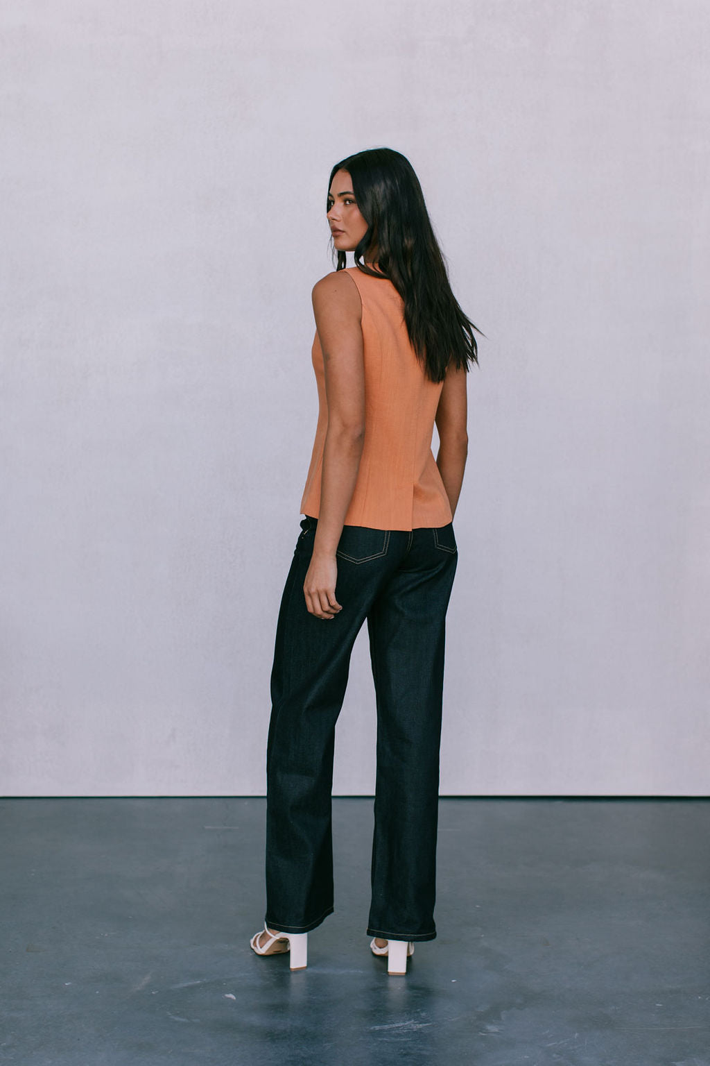 Virgo Linen Vest Rust