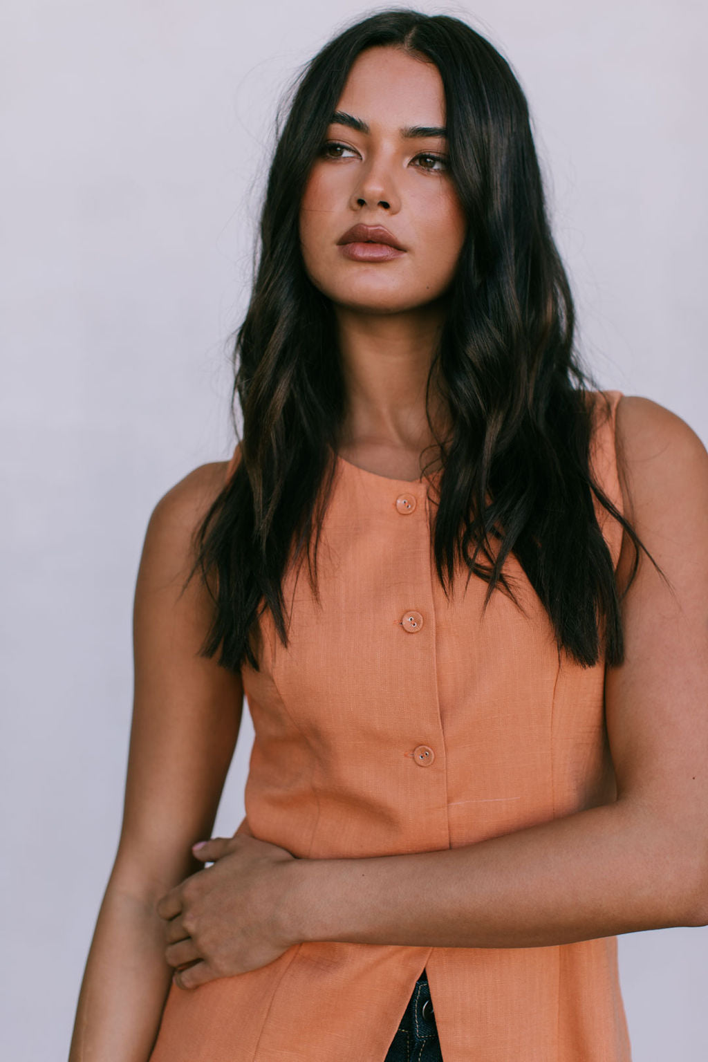 Virgo Linen Vest Rust