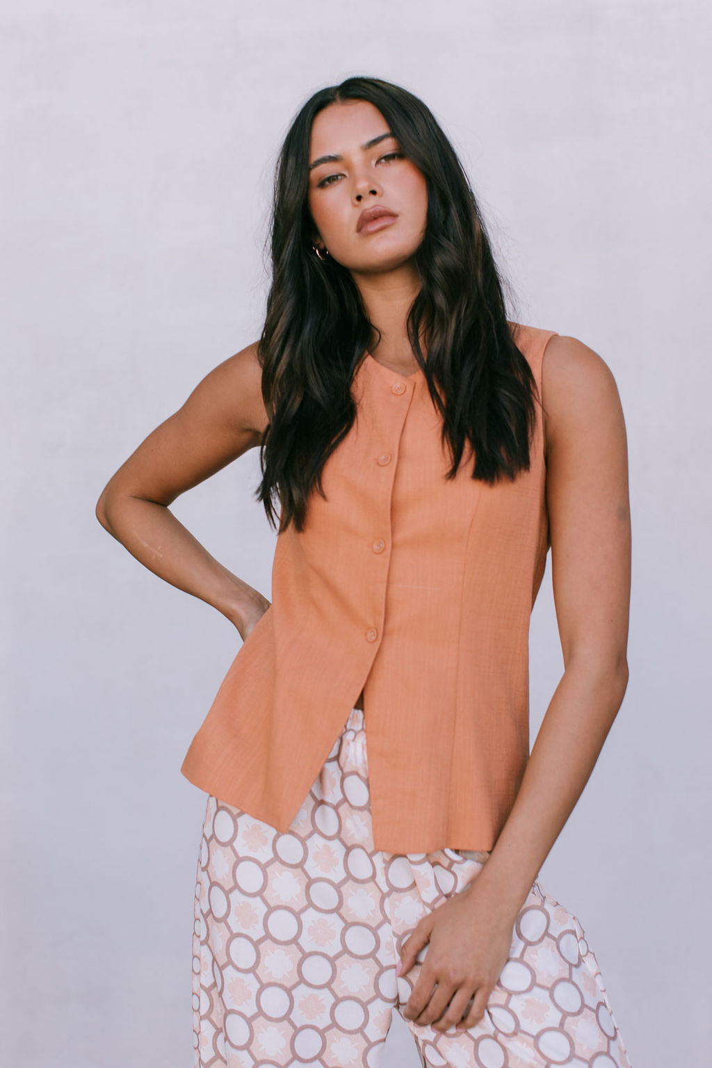 COMING SOON - Virgo Tailored Vest - Rust Linen