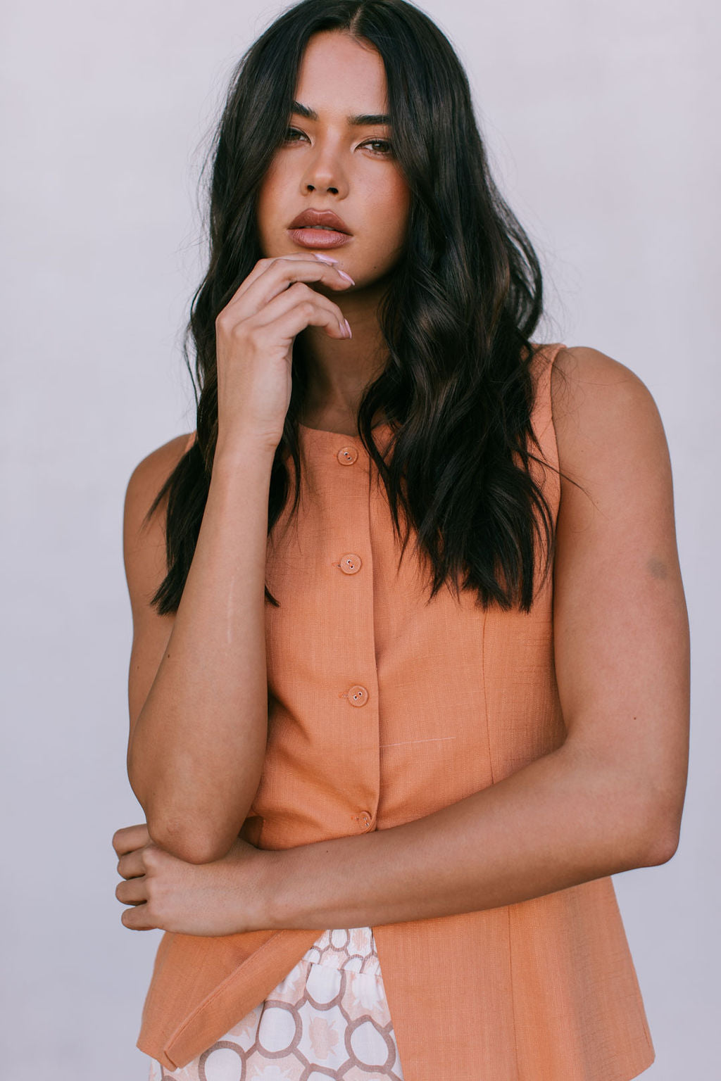 Virgo Linen Vest Rust