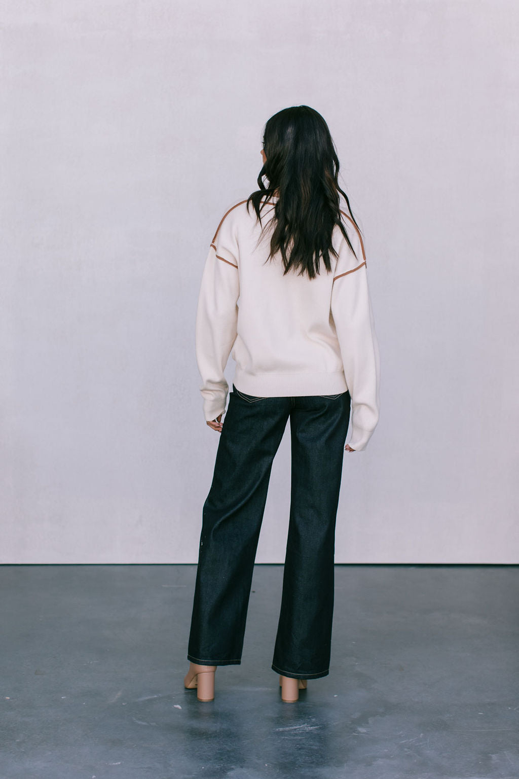COMING SOON - Libra Knit Jumper - Cream / Chocolate Brown