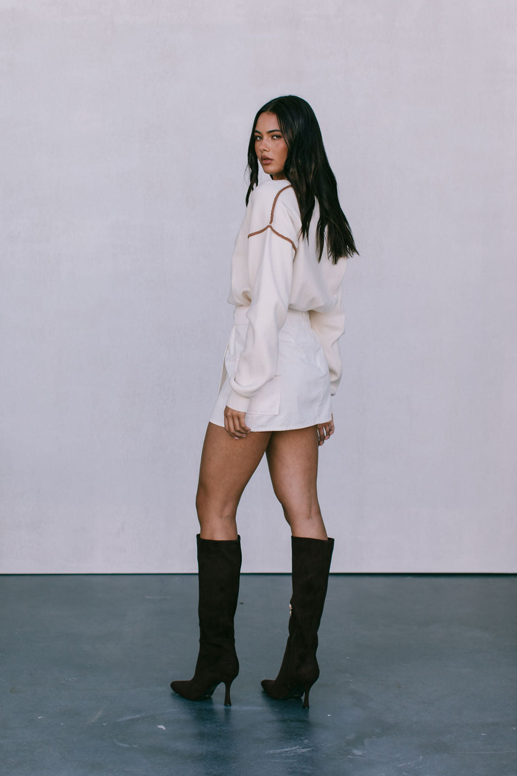 COMING SOON - Libra Knit Jumper - Cream / Chocolate Brown