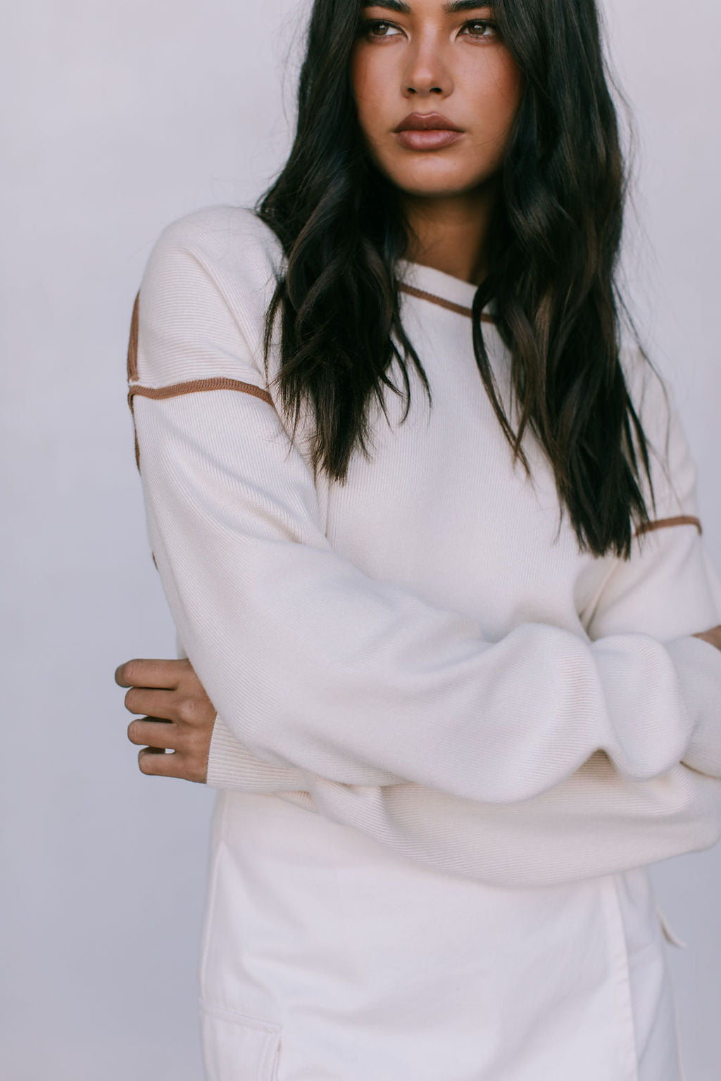 COMING SOON - Libra Knit Jumper - Cream / Chocolate Brown