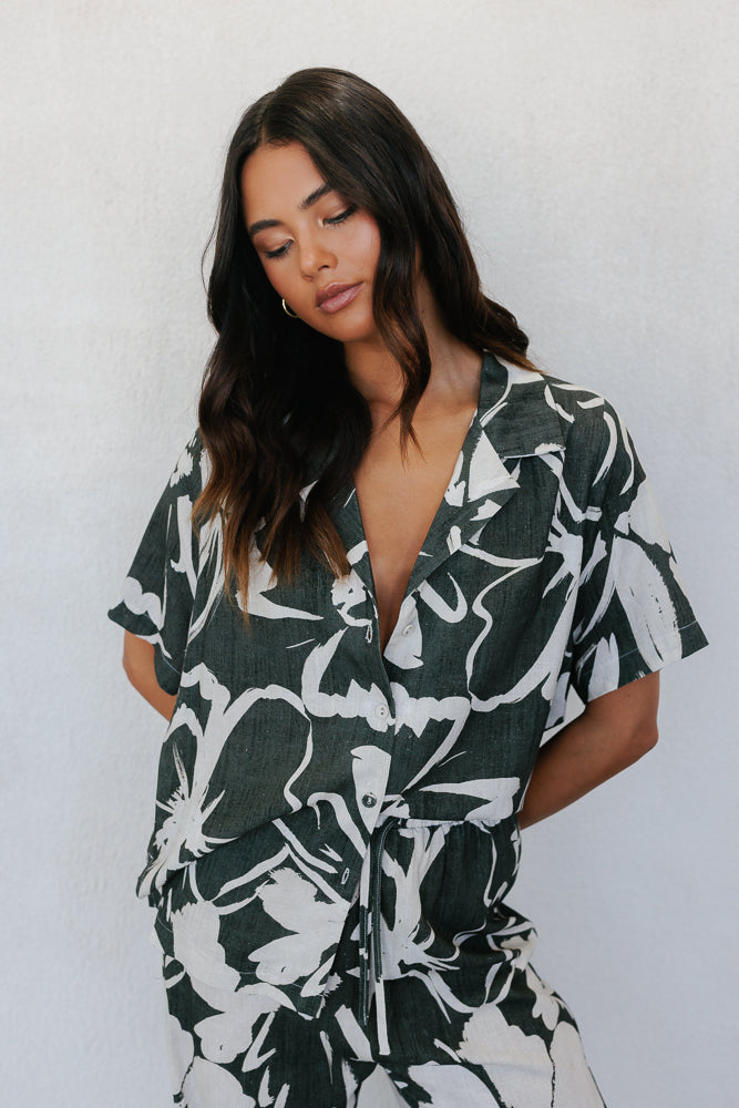 Estate Shirt - Natural/Charcoal Floral