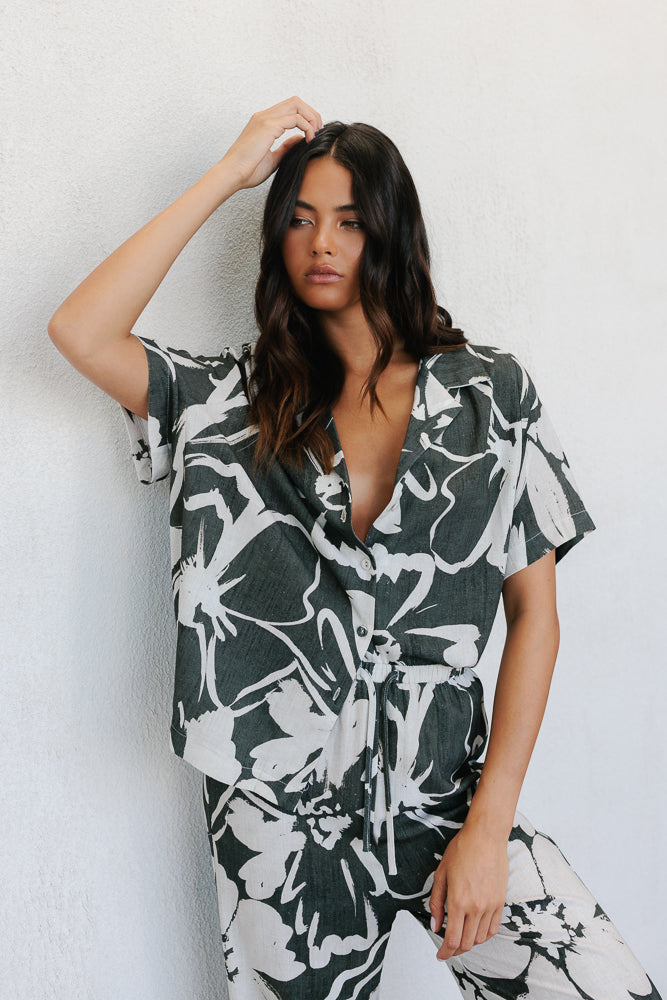 Estate Shirt - Natural/Charcoal Floral