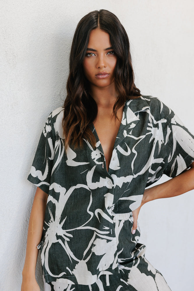 Estate Shirt - Natural/Charcoal Floral