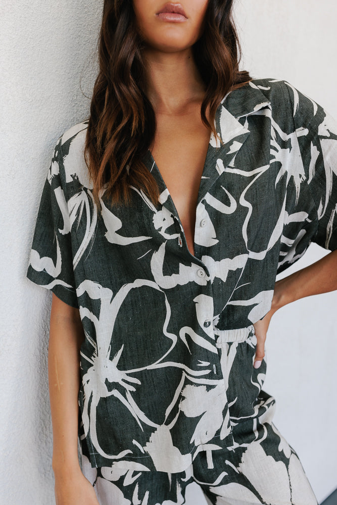 Estate Shirt - Natural/Charcoal Floral