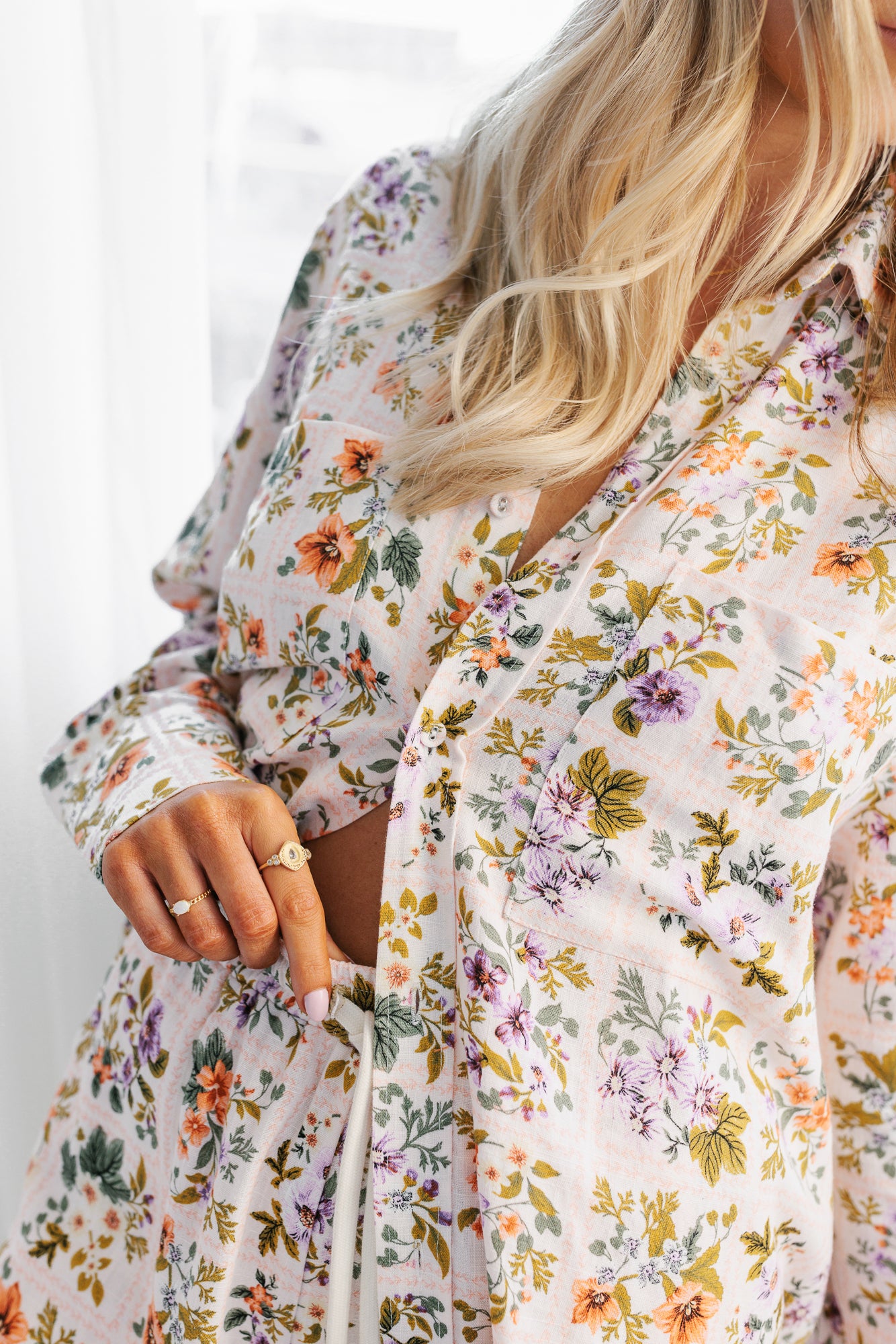 Rhea Shirt - Floral Tile Print