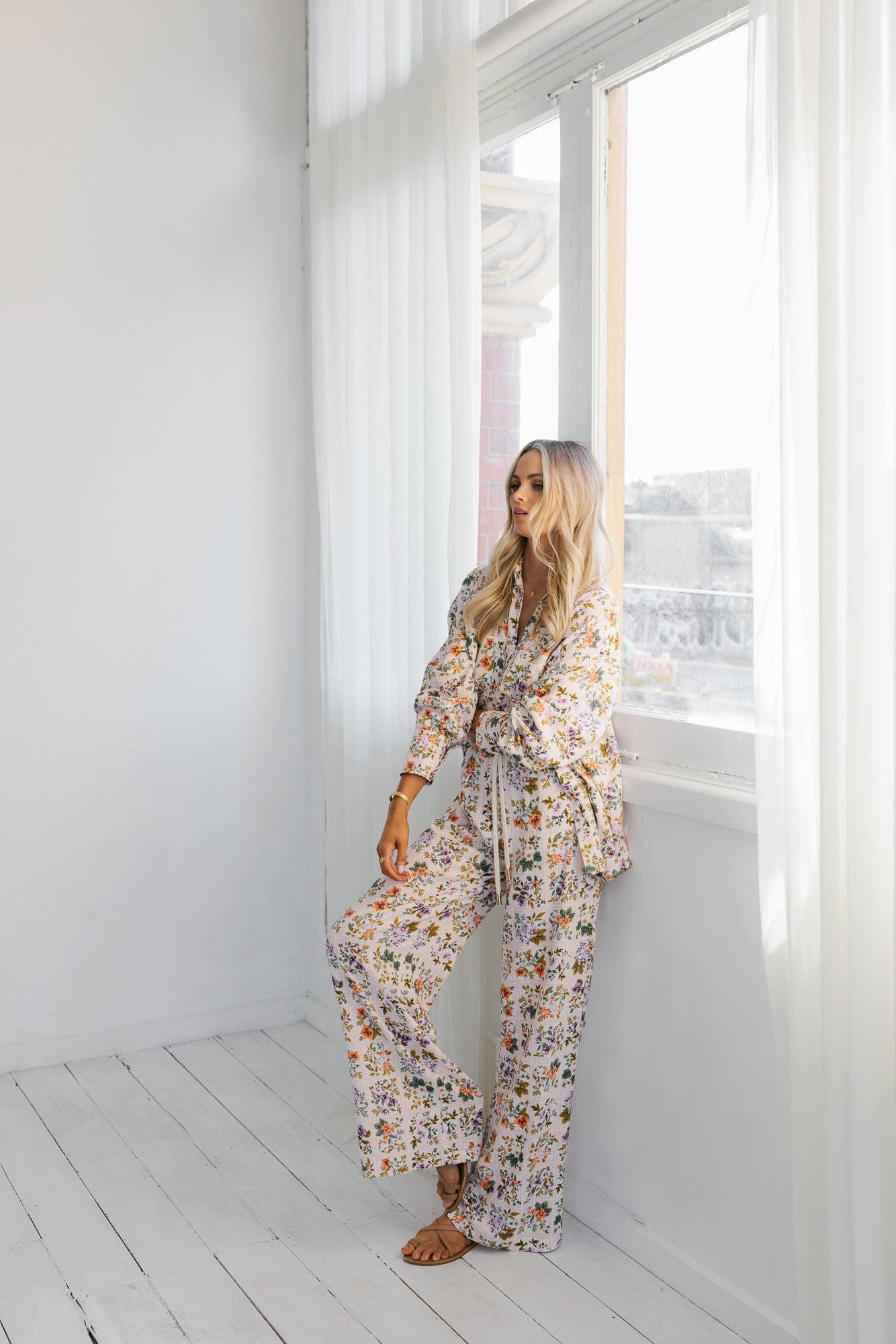 Rhea Shirt - Floral Tile Print