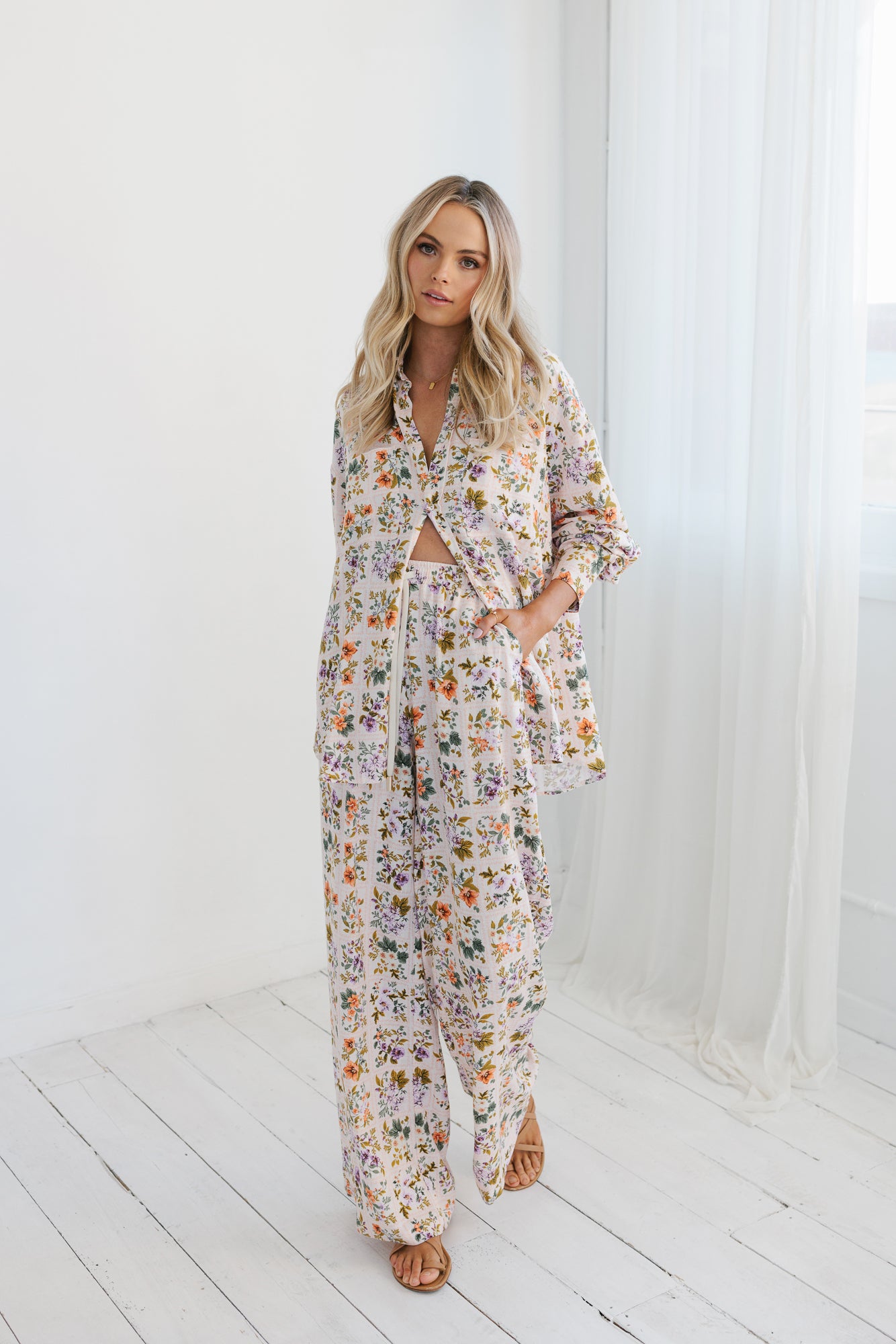 Rhea Shirt - Floral Tile Print