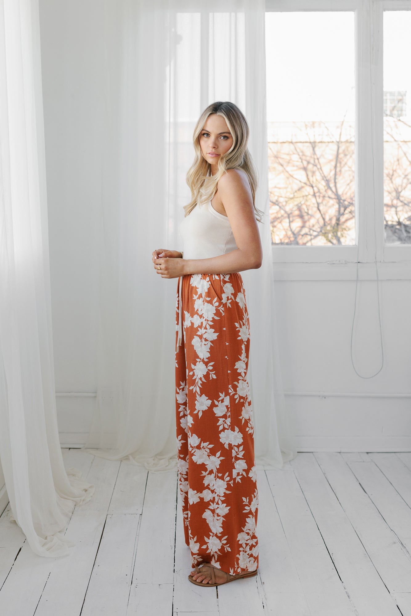 Yucca Pants - Auburn/Beige Floral