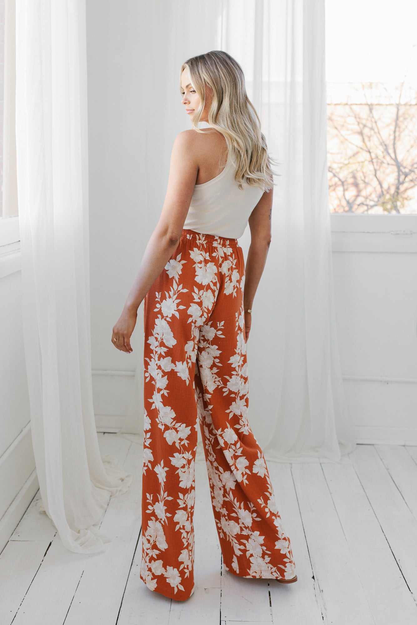 Citta Pants - Auburn/Beige Floral