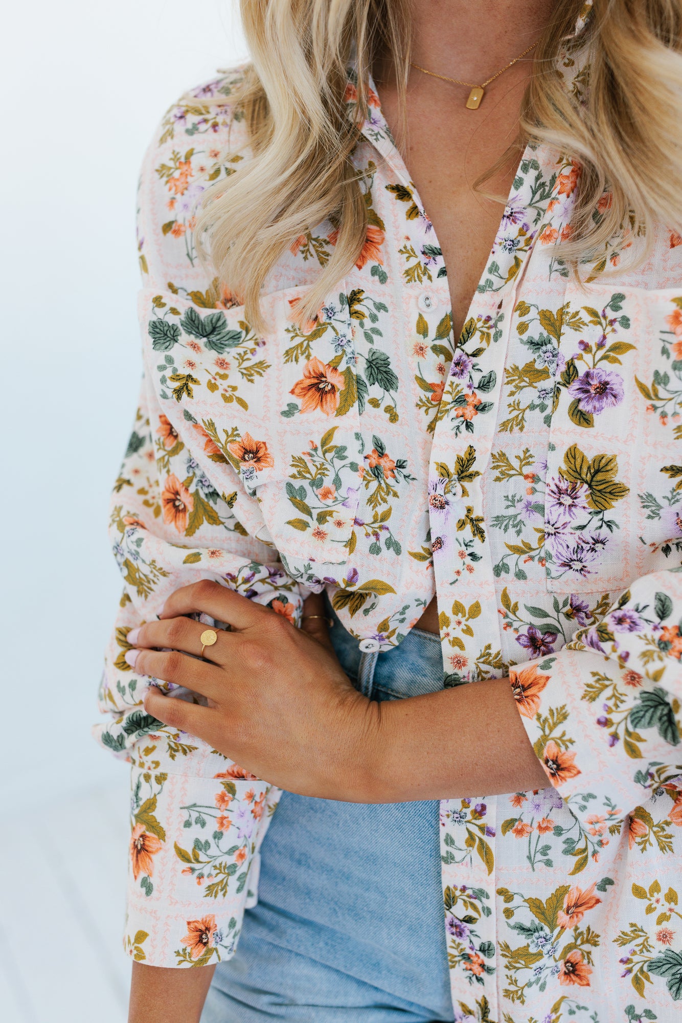 Rhea Shirt - Floral Tile Print