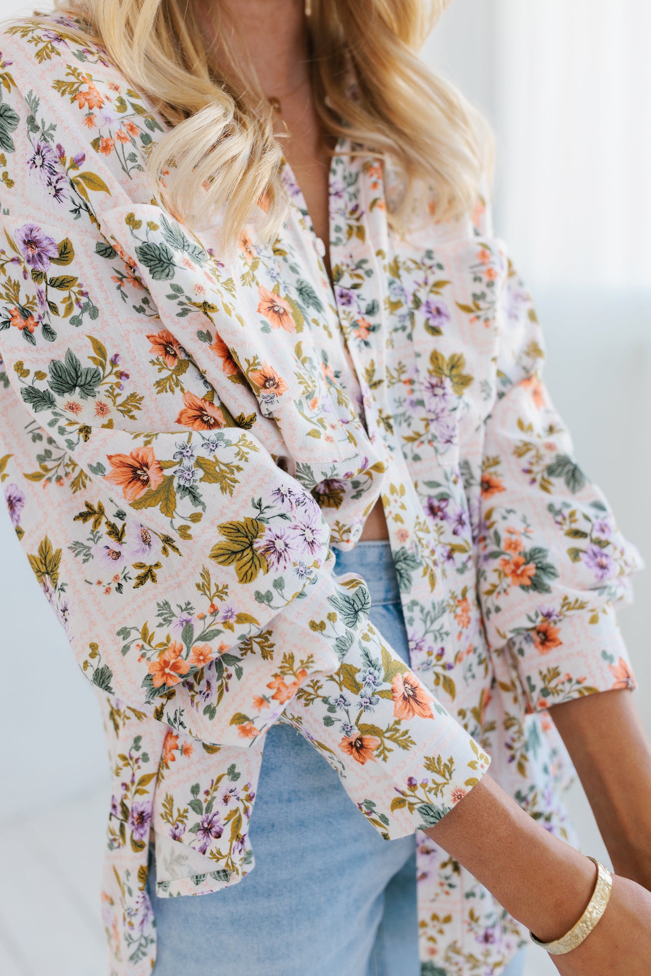 Rhea Shirt - Floral Tile Print