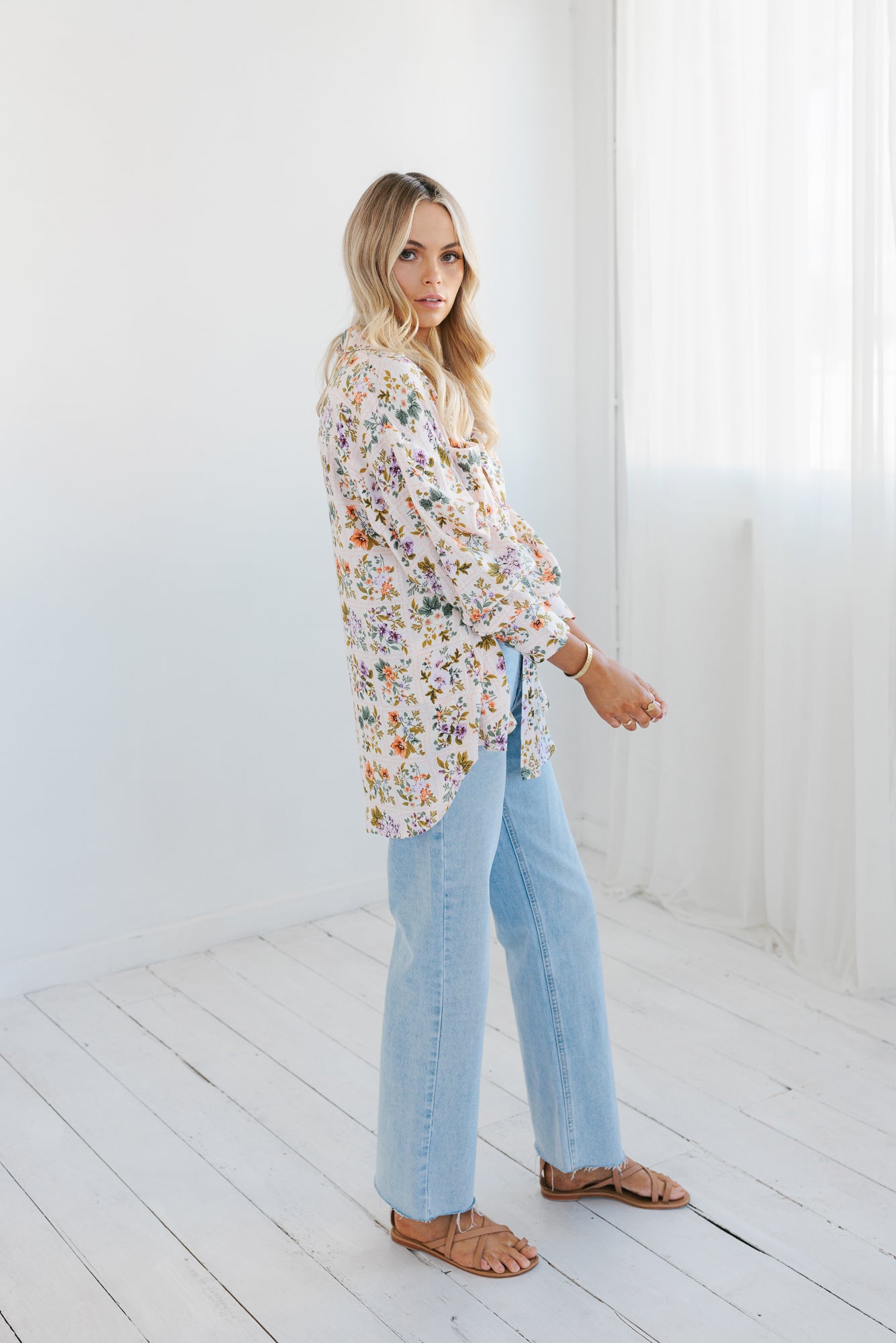 Rhea Shirt - Floral Tile Print