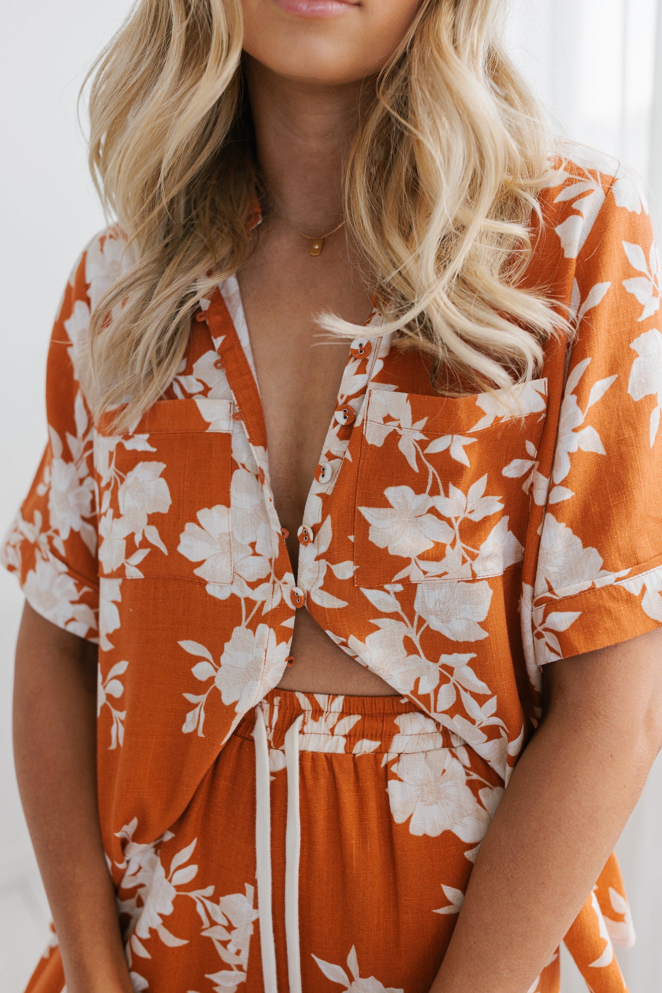 Giorno Shirt Auburn Floral Print