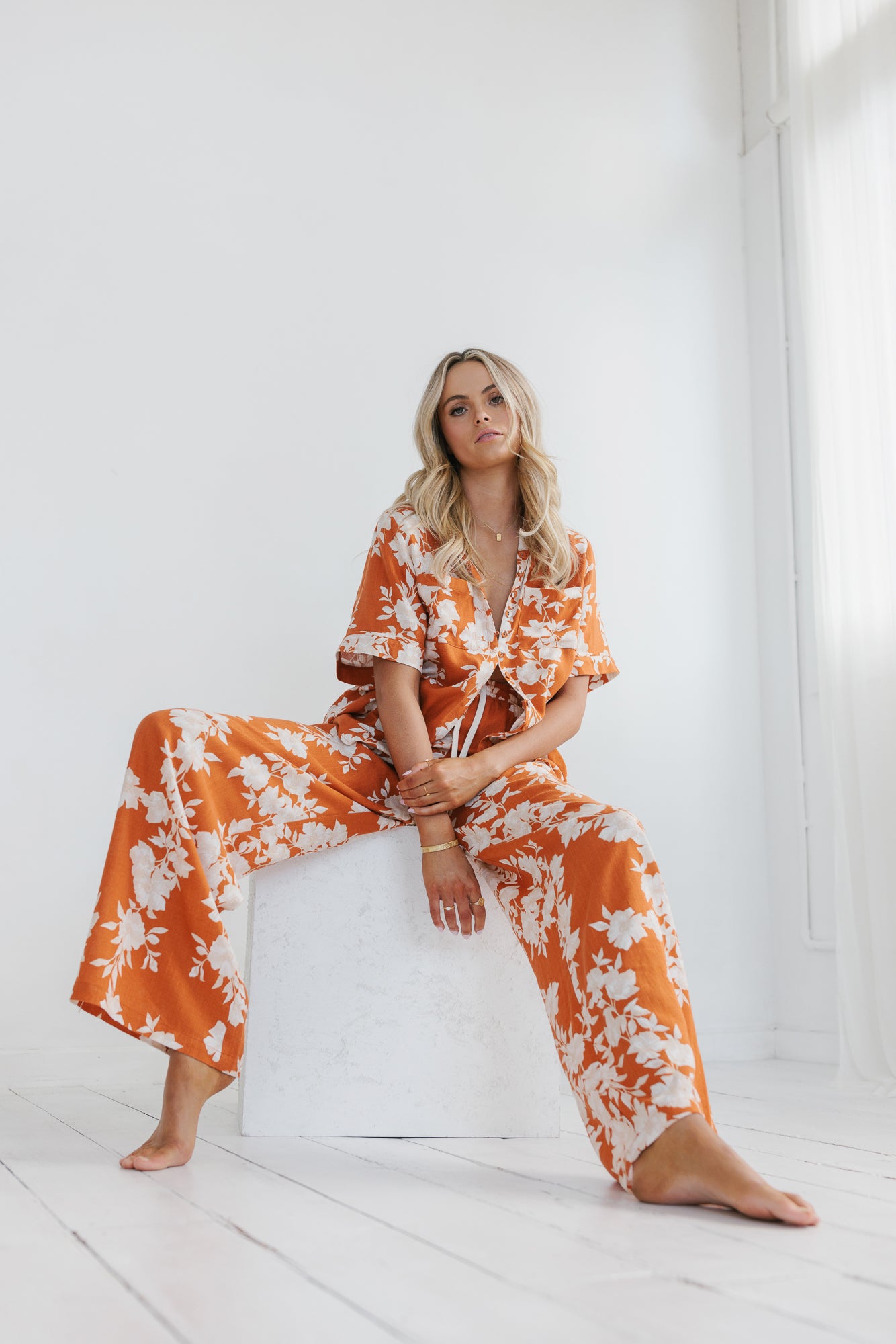 Yucca Pants - Auburn/Beige Floral