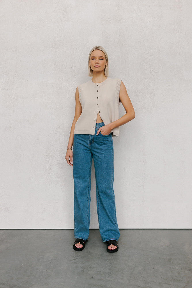 Brodee Knit Vest - Sand