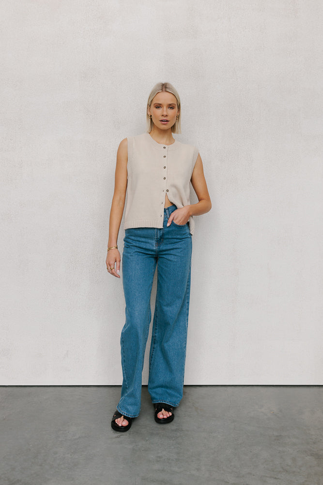 Brodee Knit Vest - Sand