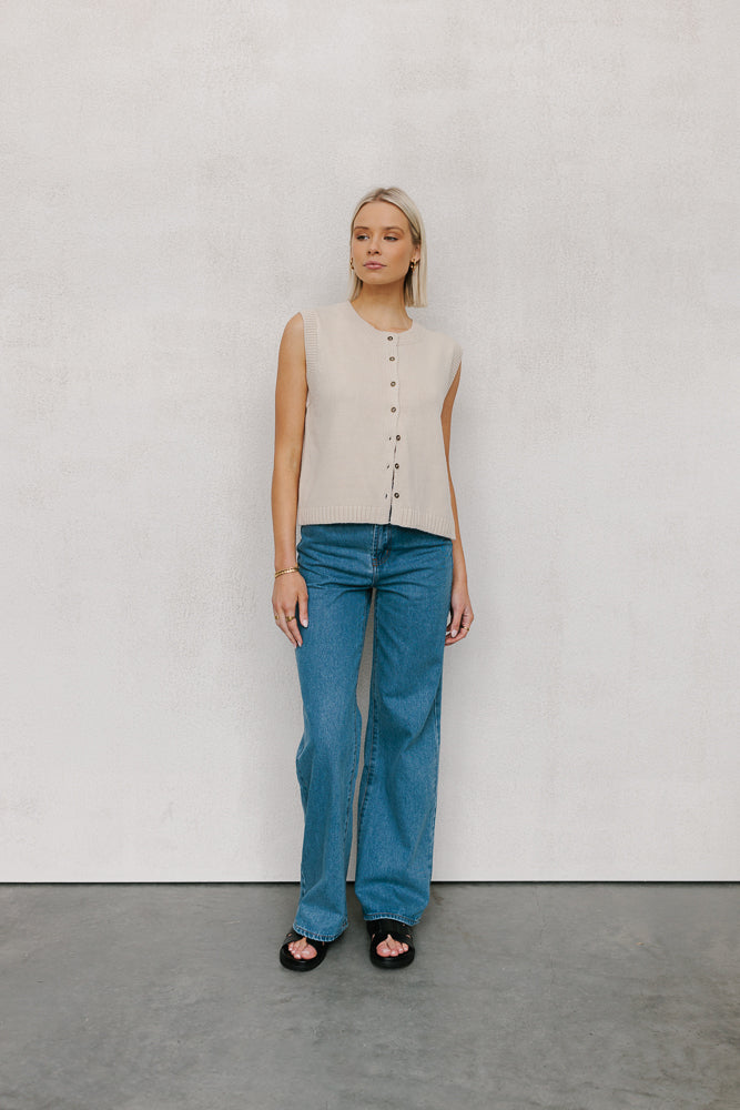 Brodee Knit Vest - Sand