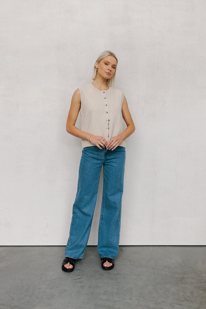 Brodee Knit Vest - Sand