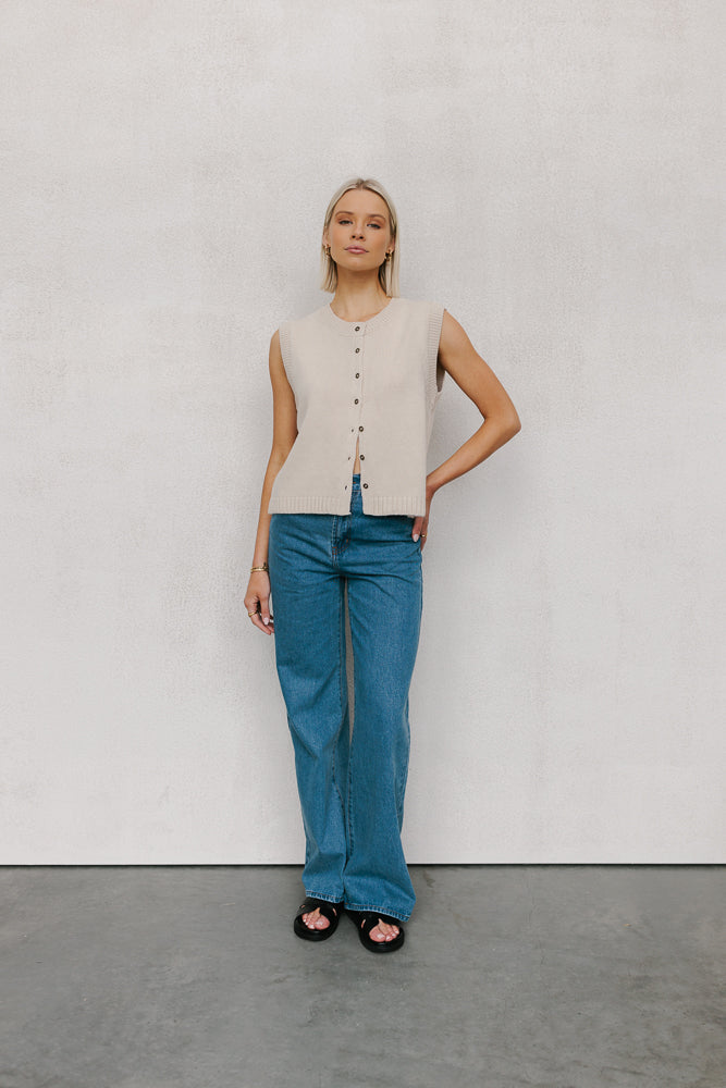 Brodee Knit Vest - Sand