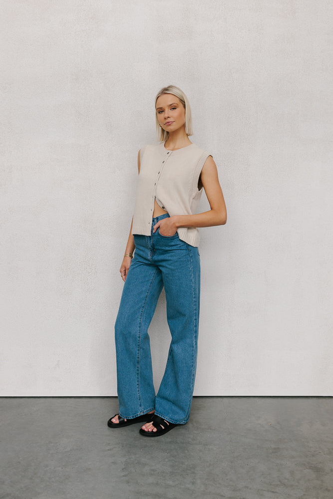 Brodee Knit Vest - Sand