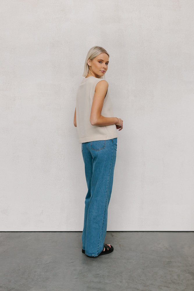 Brodee Knit Vest - Sand