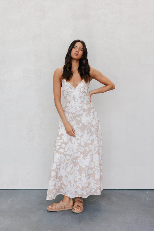 Chloe Maxi Dress - Mocha Floral Print