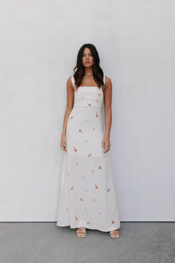 Pelosa Dress - Seashell Print/Watercolour Stripe