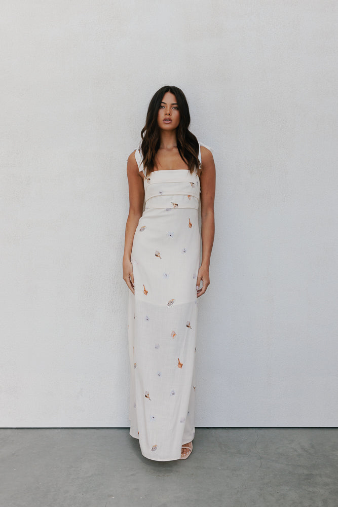 Pelosa Dress - Seashell Print/Watercolour Stripe