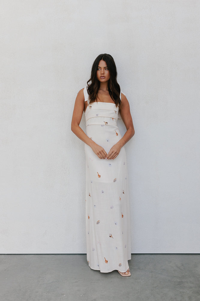 Pelosa Dress - Seashell Print/Watercolour Stripe