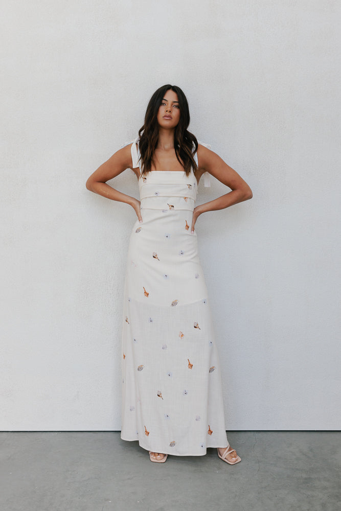 Pelosa Dress - Seashell Print/Watercolour Stripe
