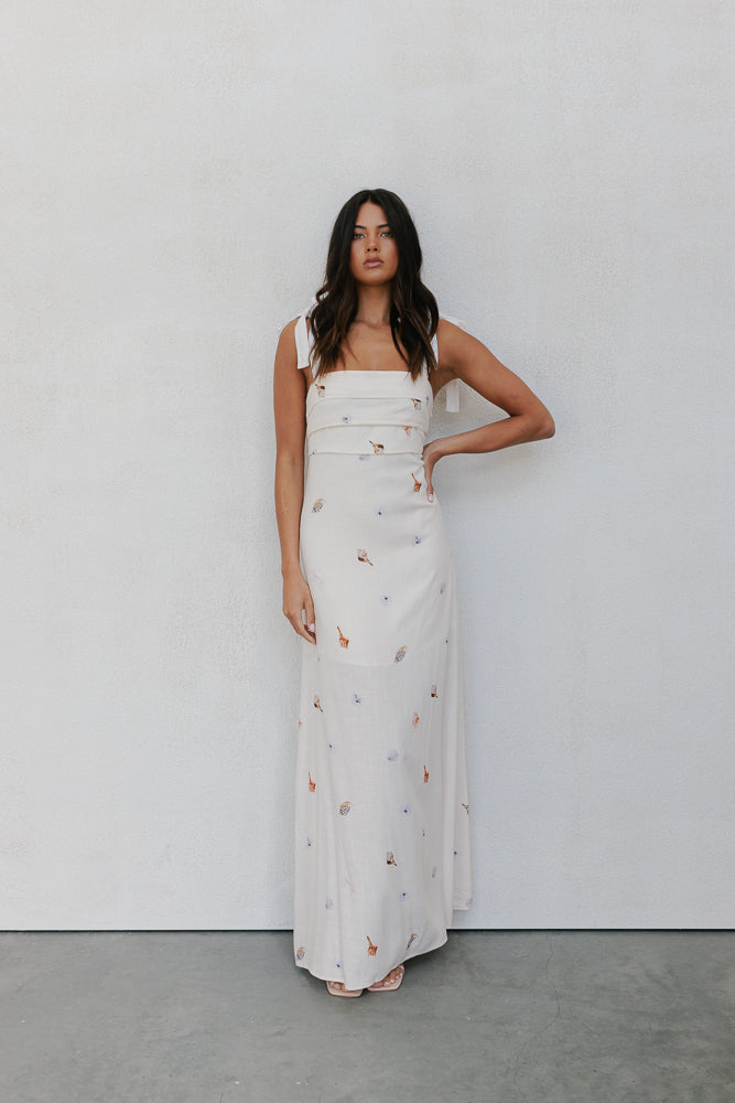 Pelosa Dress - Seashell Print/Watercolour Stripe