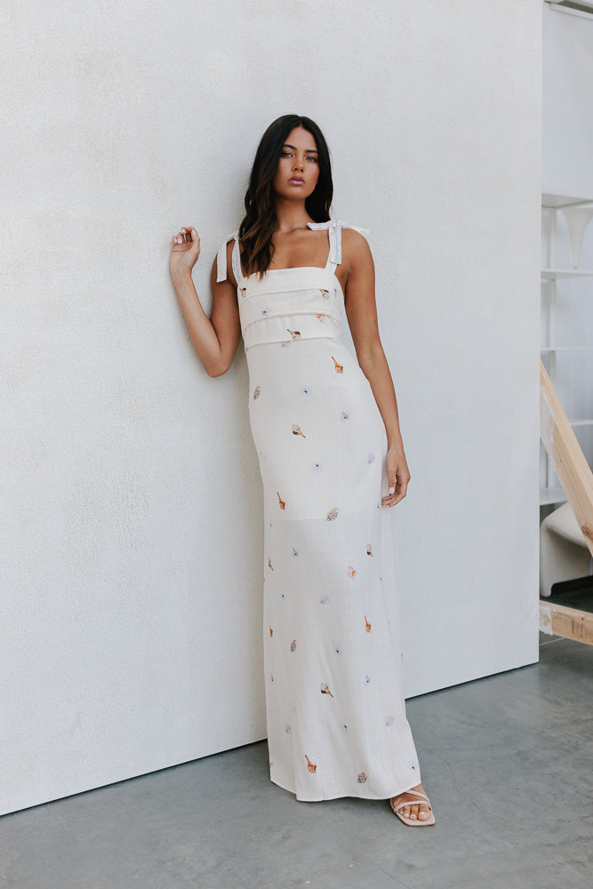 Pelosa Dress - Seashell Print/Watercolour Stripe