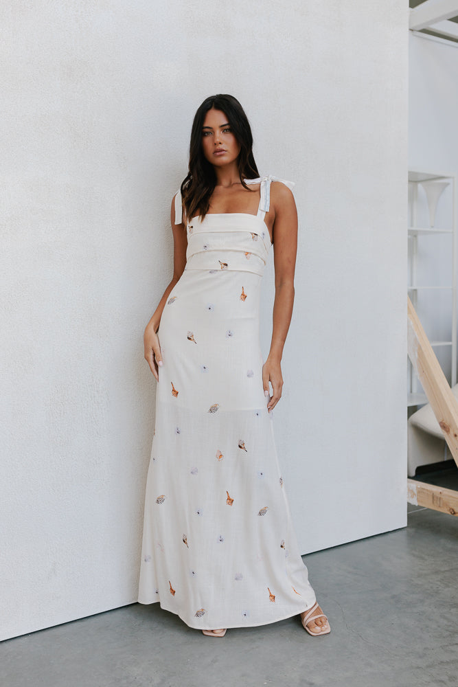 Pelosa Dress - Seashell Print/Watercolour Stripe
