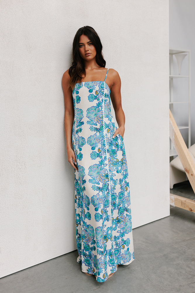 Grazie Maxi Dress - Cobalt Floral