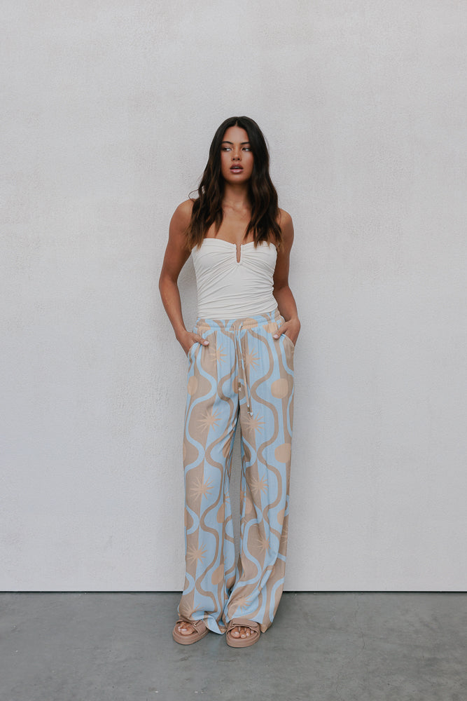 Citta Pant - Blue/Tan Sun Print