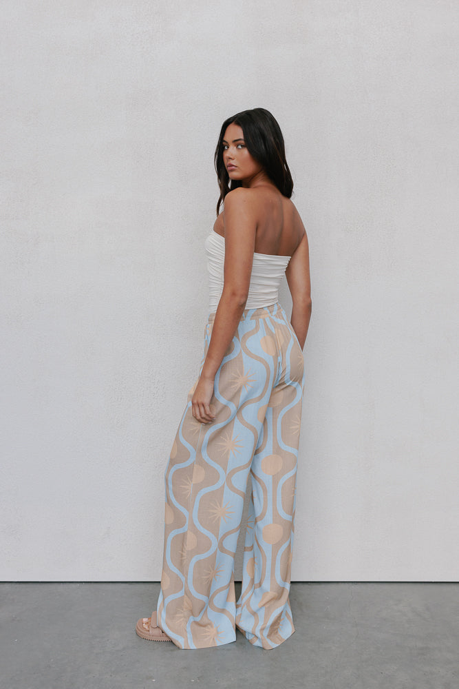 Citta Pant - Blue/Tan Sun Print