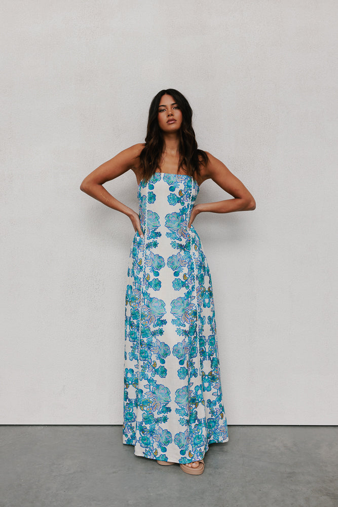 Grazie Maxi Dress - Cobalt Floral