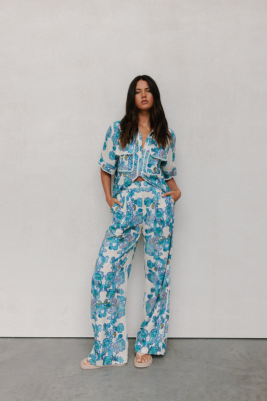 Sempre Pants - Cobalt Floral