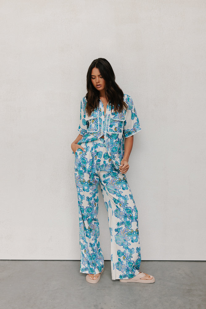 Sempre Pants - Cobalt Floral