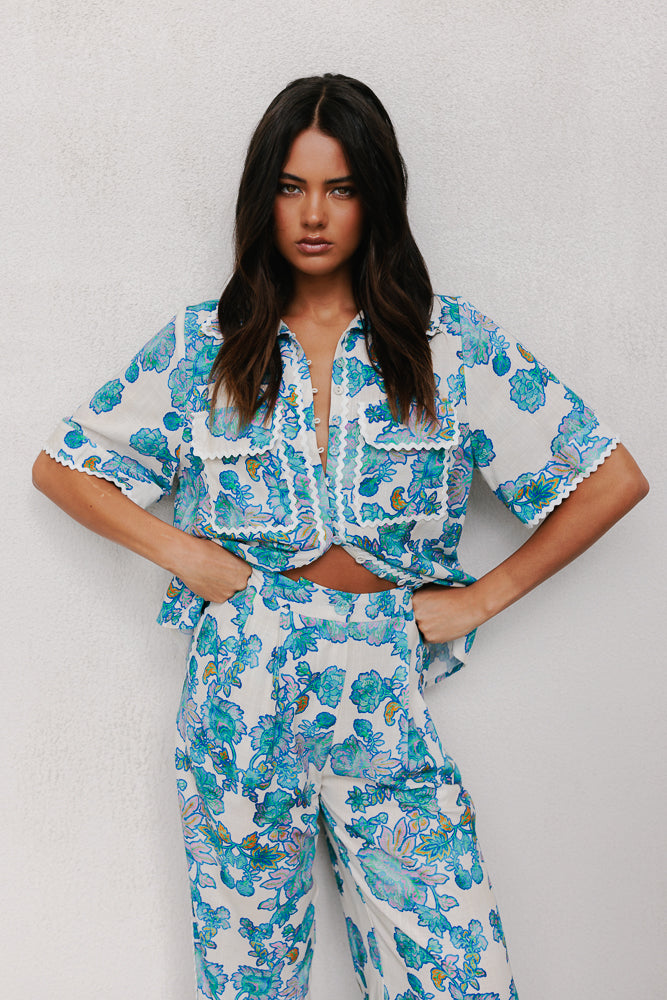 Sempre Pants - Cobalt Floral